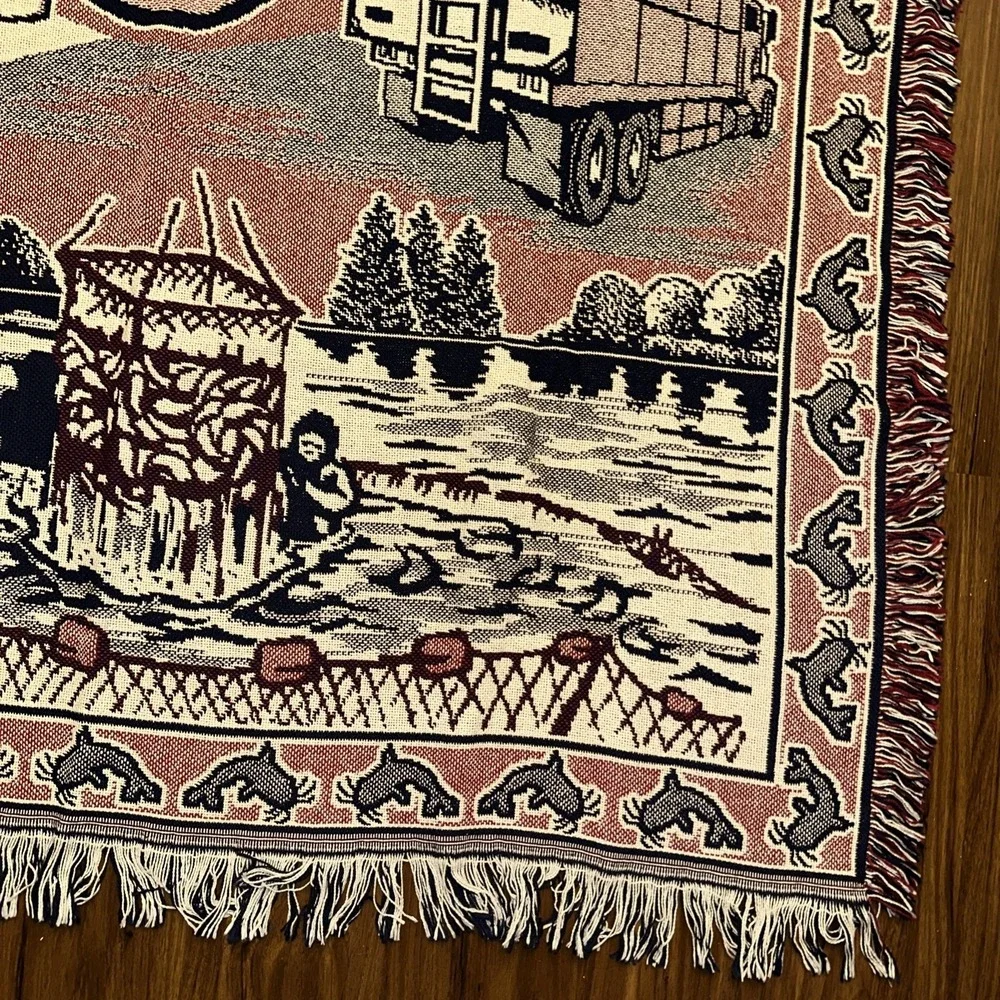 Catfish Country Woven Throw Blanket Fishing Fisherman Tapestry 70